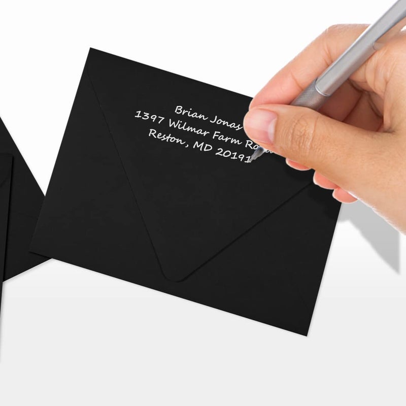 LUXPaper A2 Contour Flap Invitation Envelopes | 4 3/8" x 5 3/4" | Midnight Black | 80lb. Text | 50 Qty - Image 5